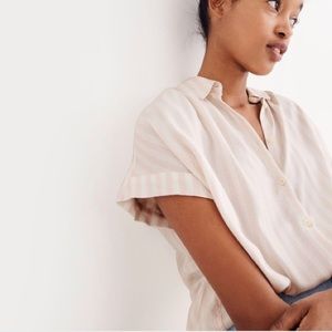 Madewell Central shirt in light pink stripes, L